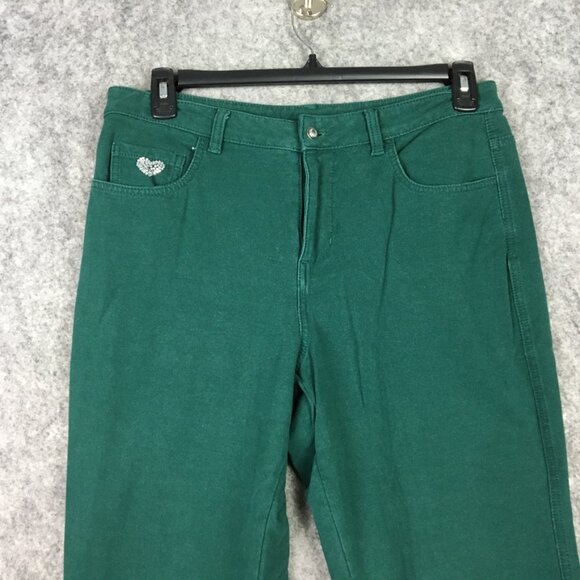Quacker Factory Dream Jeannes 8 29 High Rise Bootcut Green Stretch Embellished - Picture 3 of 13